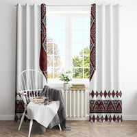 Ukraine Bandura Vyshyvanka Pattern Window Curtain Ukrainian Heritage Folk White Version - Wonder Print Shop