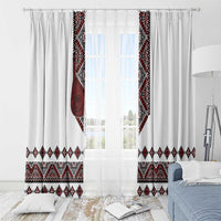 Ukraine Bandura Vyshyvanka Pattern Window Curtain Ukrainian Heritage Folk White Version - Wonder Print Shop