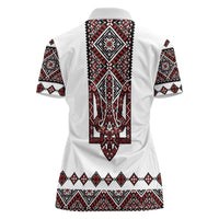 Ukraine Bandura Vyshyvanka Pattern Women Polo Shirt Ukrainian Heritage Folk White Version - Wonder Print Shop