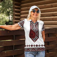 Ukraine Bandura Vyshyvanka Pattern Women Polo Shirt Ukrainian Heritage Folk White Version - Wonder Print Shop