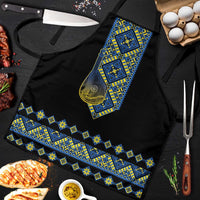 Ukraine Bandura Vyshyvanka Pattern Apron Ukrainian Heritage Folk Black Version - Wonder Print Shop