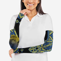 Ukraine Bandura Vyshyvanka Pattern Arm Sleeves Ukrainian Heritage Folk Black Version - Wonder Print Shop