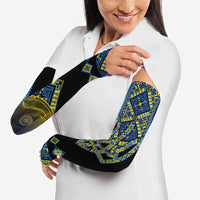 Ukraine Bandura Vyshyvanka Pattern Arm Sleeves Ukrainian Heritage Folk Black Version - Wonder Print Shop