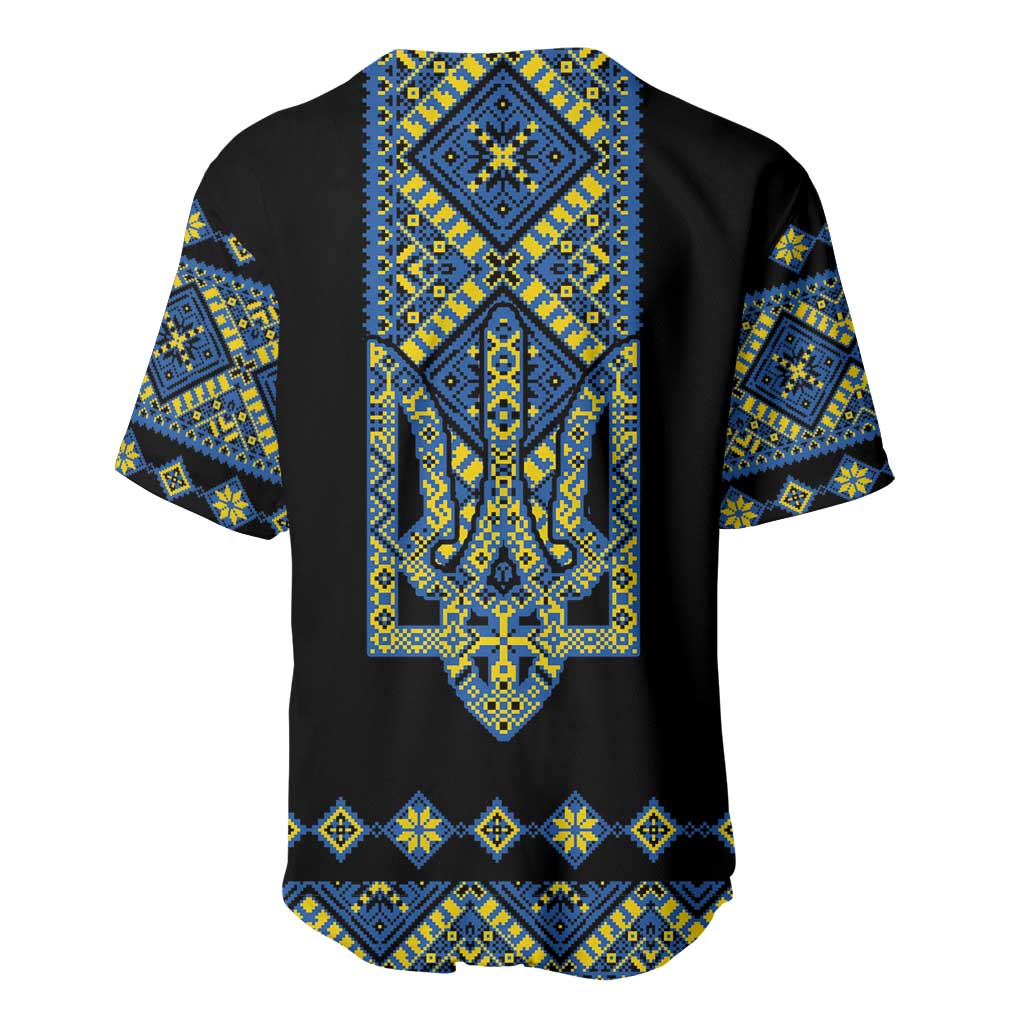 Ukraine Bandura Vyshyvanka Pattern Baseball Jersey Ukrainian Heritage Folk Black Version - Wonder Print Shop