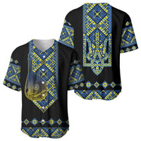 Ukraine Bandura Vyshyvanka Pattern Baseball Jersey Ukrainian Heritage Folk Black Version - Wonder Print Shop