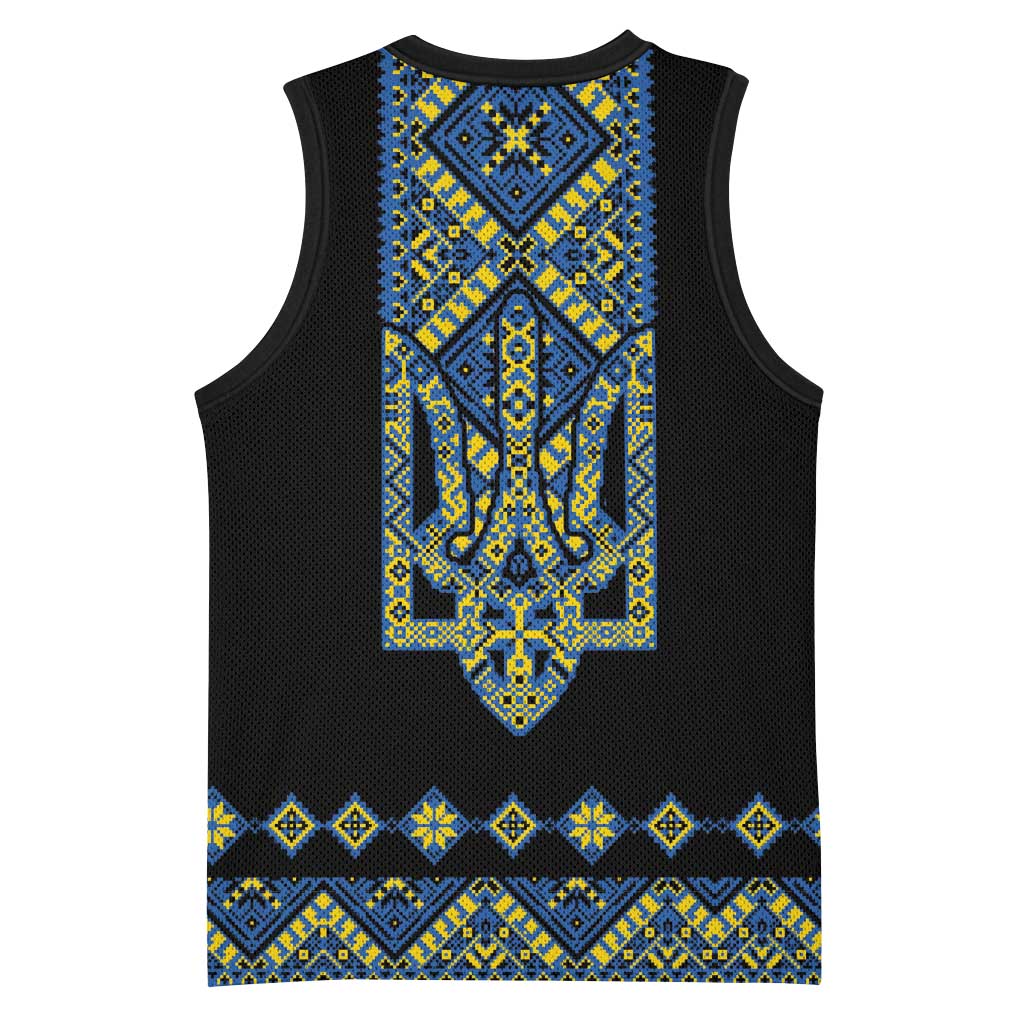 Ukraine Bandura Vyshyvanka Pattern Basketball Jersey Ukrainian Heritage Folk Black Version - Wonder Print Shop