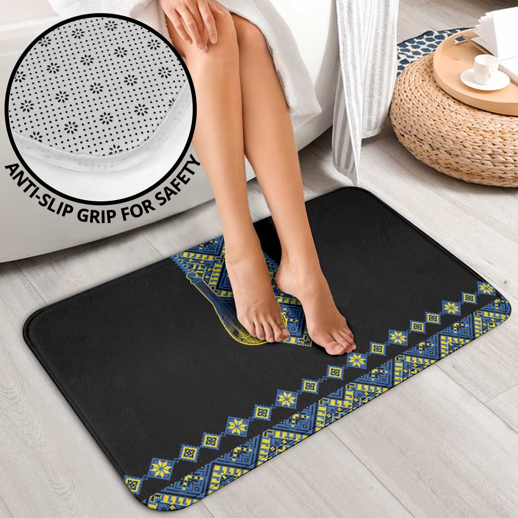 Ukraine Bandura Vyshyvanka Pattern Bathroom Set Ukrainian Heritage Folk Black Version - Wonder Print Shop