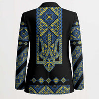 Ukraine Bandura Vyshyvanka Pattern Blazer Ukrainian Heritage Folk Black Version - Wonder Print Shop
