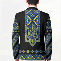 Ukraine Bandura Vyshyvanka Pattern Blazer Ukrainian Heritage Folk Black Version - Wonder Print Shop