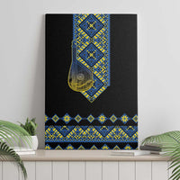 Ukraine Bandura Vyshyvanka Pattern Canvas Wall Art Ukrainian Heritage Folk Black Version - Wonder Print Shop