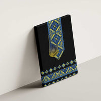Ukraine Bandura Vyshyvanka Pattern Canvas Wall Art Ukrainian Heritage Folk Black Version - Wonder Print Shop