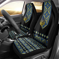 Ukraine Bandura Vyshyvanka Pattern Car Seat Cover Ukrainian Heritage Folk Black Version - Wonder Print Shop