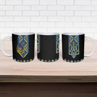 Ukraine Bandura Vyshyvanka Pattern Ceramic Mug Ukrainian Heritage Folk Black Version - Wonder Print Shop