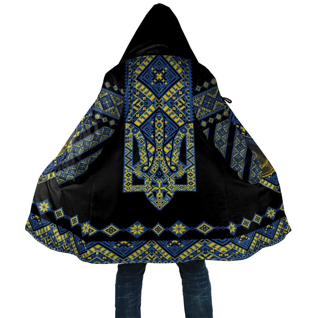 Ukraine Bandura Vyshyvanka Pattern Cloak Ukrainian Heritage Folk Black Version - Wonder Print Shop