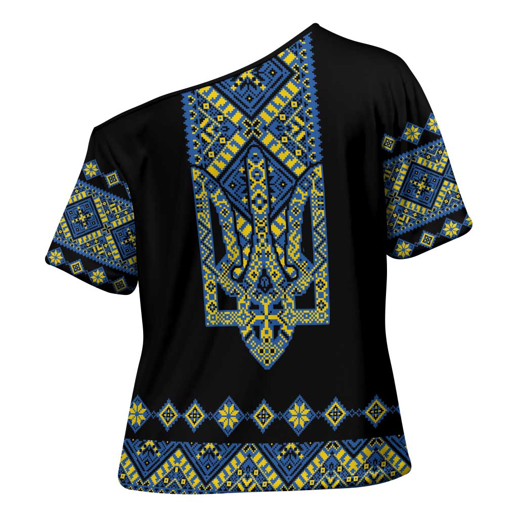 Ukraine Bandura Vyshyvanka Pattern Cross Shoulder Shirt Ukrainian Heritage Folk Black Version - Wonder Print Shop