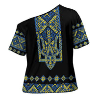 Ukraine Bandura Vyshyvanka Pattern Cross Shoulder Shirt Ukrainian Heritage Folk Black Version - Wonder Print Shop