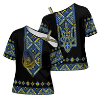 Ukraine Bandura Vyshyvanka Pattern Cross Shoulder Shirt Ukrainian Heritage Folk Black Version - Wonder Print Shop
