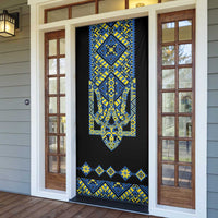 Ukraine Bandura Vyshyvanka Pattern Door Cover Ukrainian Heritage Folk Black Version - Wonder Print Shop