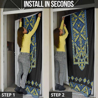 Ukraine Bandura Vyshyvanka Pattern Door Cover Ukrainian Heritage Folk Black Version - Wonder Print Shop
