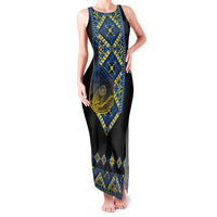 Ukraine Bandura Vyshyvanka Pattern Family Matching Tank Maxi Dress and Hawaiian Shirt Ukrainian Heritage Folk Black Version