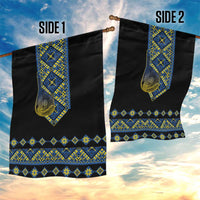 Ukraine Bandura Vyshyvanka Pattern Garden Flag Ukrainian Heritage Folk Black Version - Wonder Print Shop