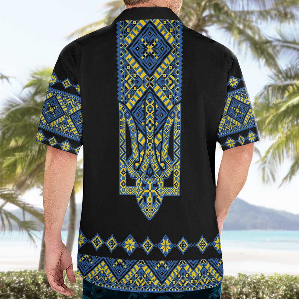 Ukraine Bandura Vyshyvanka Pattern Hawaiian Shirt Ukrainian Heritage Folk Black Version - Wonder Print Shop
