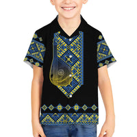 Ukraine Bandura Vyshyvanka Pattern Hawaiian Shirt Ukrainian Heritage Folk Black Version - Wonder Print Shop