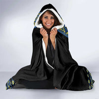 Ukraine Bandura Vyshyvanka Pattern Hooded Blanket Ukrainian Heritage Folk Black Version - Wonder Print Shop