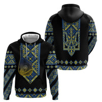 Ukraine Bandura Vyshyvanka Pattern Hoodie Ukrainian Heritage Folk Black Version - Wonder Print Shop