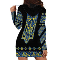 Ukraine Bandura Vyshyvanka Pattern Hoodie Dress Ukrainian Heritage Folk Black Version - Wonder Print Shop