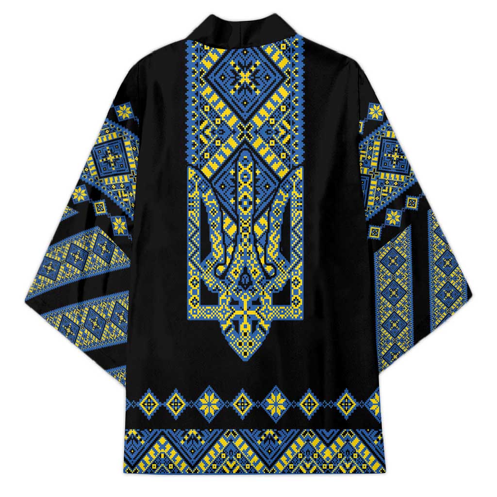 Ukraine Bandura Vyshyvanka Pattern Kimono Ukrainian Heritage Folk Black Version - Wonder Print Shop
