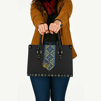 Ukraine Bandura Vyshyvanka Pattern Leather Bag Ukrainian Heritage Folk Black Version - Wonder Print Shop