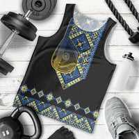 Ukraine Bandura Vyshyvanka Pattern Men Tank Top Ukrainian Heritage Folk Black Version - Wonder Print Shop
