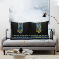 Ukraine Bandura Vyshyvanka Pattern Pillow Cover Ukrainian Heritage Folk Black Version - Wonder Print Shop