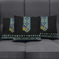 Ukraine Bandura Vyshyvanka Pattern Pillow Cover Ukrainian Heritage Folk Black Version - Wonder Print Shop