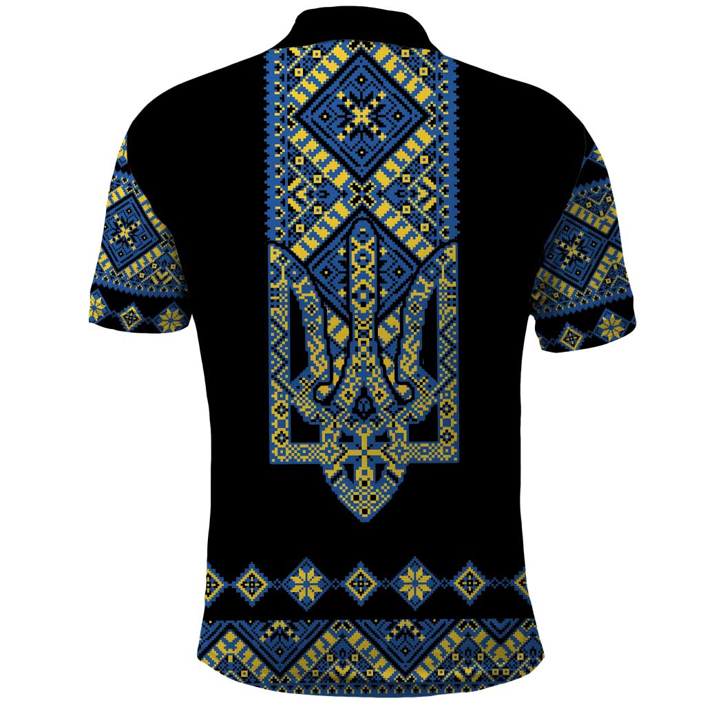 Ukraine Bandura Vyshyvanka Pattern Polo Shirt Ukrainian Heritage Folk Black Version - Wonder Print Shop