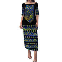 Ukraine Bandura Vyshyvanka Pattern Puletasi Ukrainian Heritage Folk Black Version - Wonder Print Shop