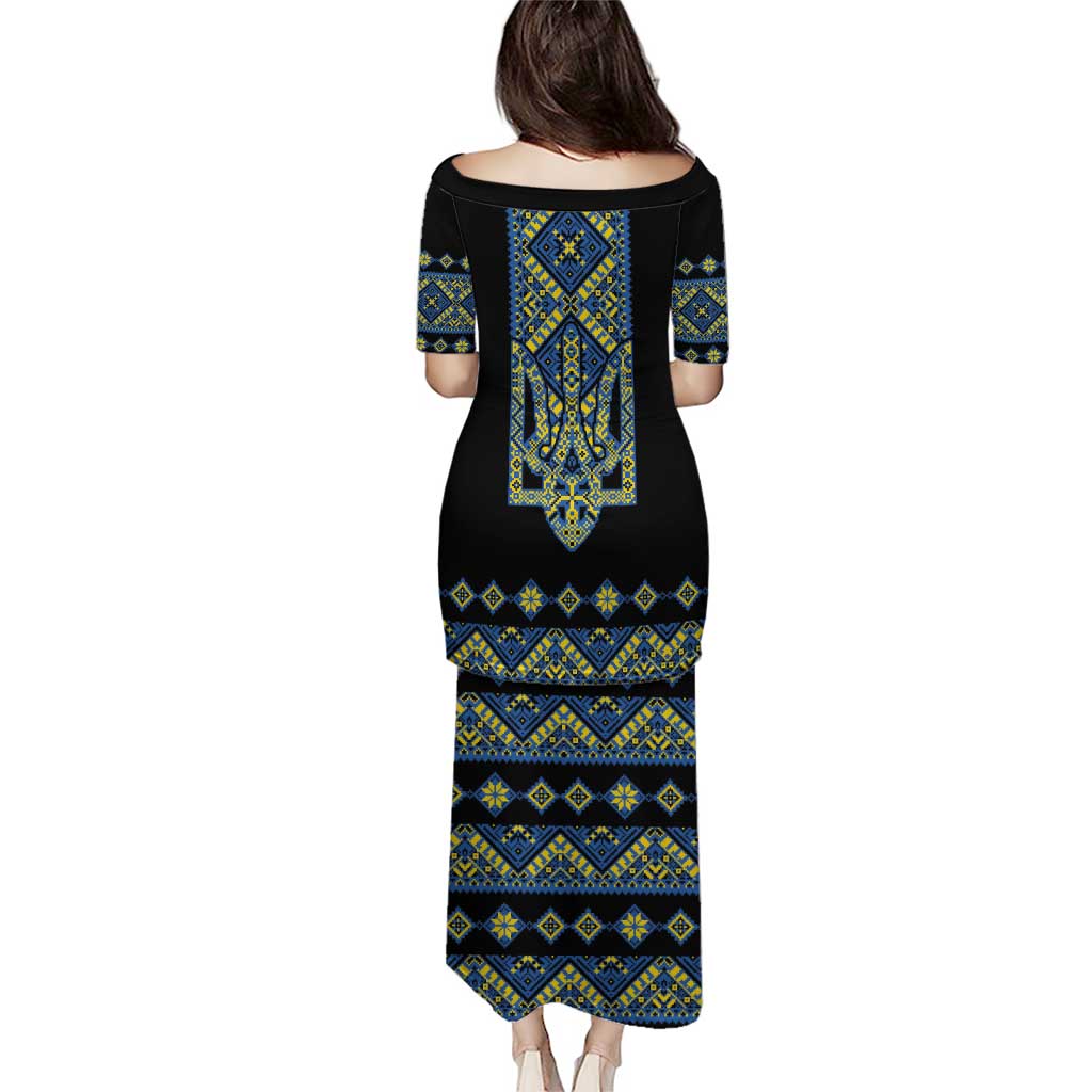 Ukraine Bandura Vyshyvanka Pattern Puletasi Ukrainian Heritage Folk Black Version - Wonder Print Shop