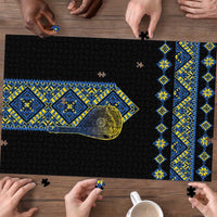 Ukraine Bandura Vyshyvanka Pattern Puzzle Ukrainian Heritage Folk Black Version - Wonder Print Shop