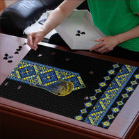 Ukraine Bandura Vyshyvanka Pattern Puzzle Ukrainian Heritage Folk Black Version - Wonder Print Shop