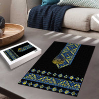 Ukraine Bandura Vyshyvanka Pattern Puzzle Ukrainian Heritage Folk Black Version - Wonder Print Shop