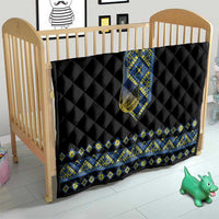 Ukraine Bandura Vyshyvanka Pattern Quilt Ukrainian Heritage Folk Black Version - Wonder Print Shop