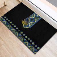 Ukraine Bandura Vyshyvanka Pattern Rubber Doormat Ukrainian Heritage Folk Black Version - Wonder Print Shop