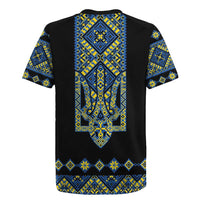Ukraine Bandura Vyshyvanka Pattern Rugby Jersey Ukrainian Heritage Folk Black Version - Wonder Print Shop