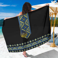 Ukraine Bandura Vyshyvanka Pattern Sarong Ukrainian Heritage Folk Black Version - Wonder Print Shop