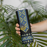 Ukraine Bandura Vyshyvanka Pattern Skinny Tumbler Ukrainian Heritage Folk Black Version - Wonder Print Shop