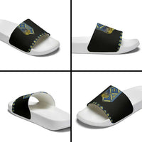 Ukraine Bandura Vyshyvanka Pattern Slide Sandals Ukrainian Heritage Folk Black Version - Wonder Print Shop