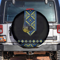 Ukraine Bandura Vyshyvanka Pattern Spare Tire Cover Ukrainian Heritage Folk Black Version - Wonder Print Shop