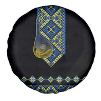 Ukraine Bandura Vyshyvanka Pattern Spare Tire Cover Ukrainian Heritage Folk Black Version - Wonder Print Shop