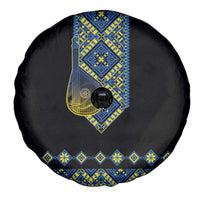 Ukraine Bandura Vyshyvanka Pattern Spare Tire Cover Ukrainian Heritage Folk Black Version - Wonder Print Shop